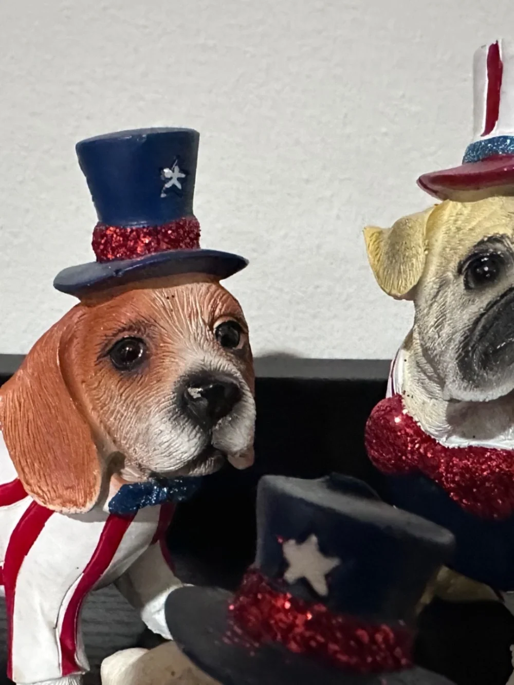 3 Patriotic beagles bulldog decor American flag red white blue 250th anniversary
